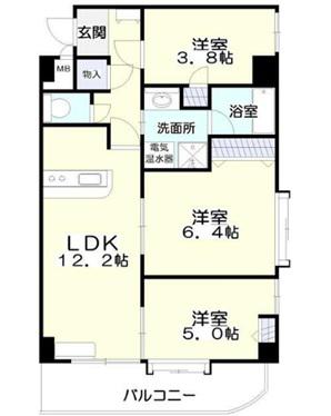 ヴェルビュー川平(2LDK/3階)の間取り写真