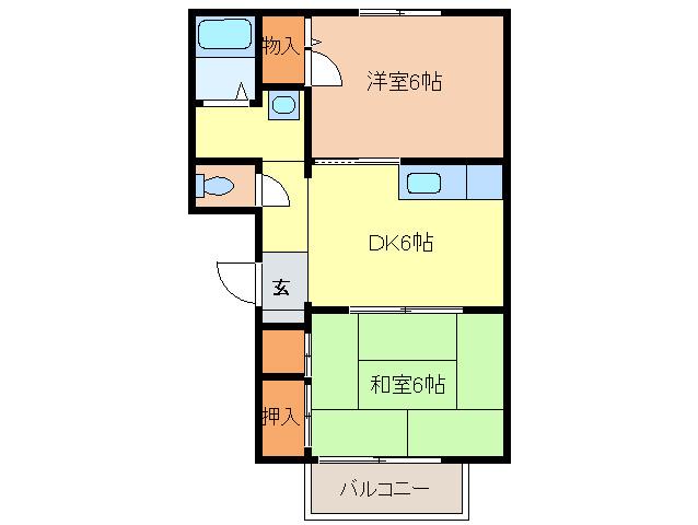 ラフォーレJ・N・I(2DK/2階)の間取り写真