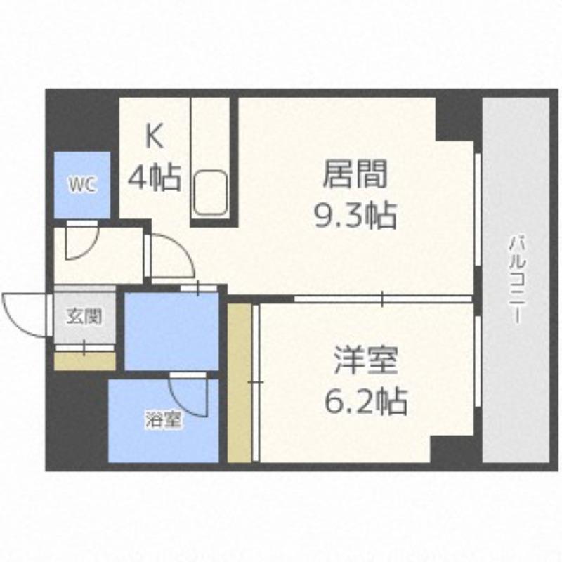 レジディア札幌駅ノース(1LDK/6階)の間取り写真
