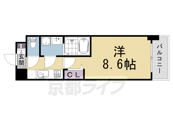 CREST TAPP 京都太秦天神川 DEX II(1K/2階)の間取り写真