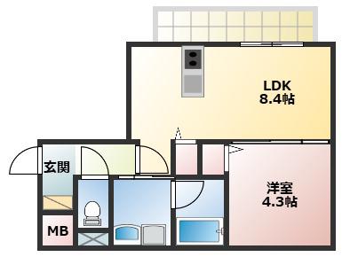 VERSAILLES・K(1LDK/1階)の間取り写真