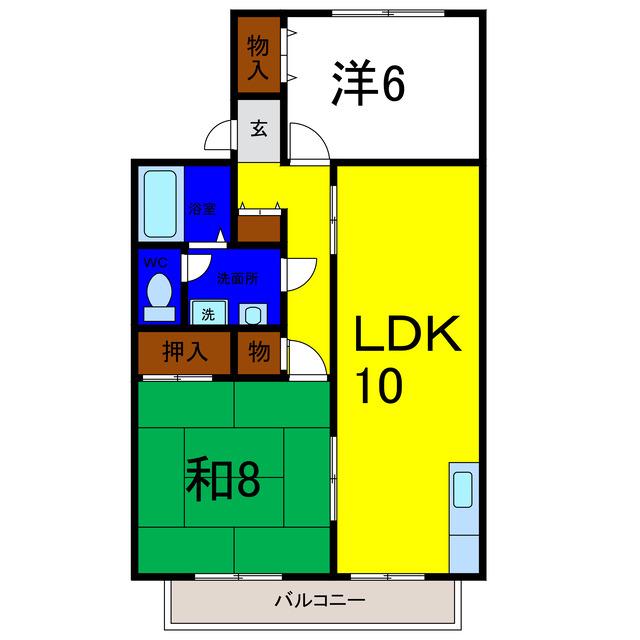 リバーハイツ21 A(2LDK/2階)の間取り写真