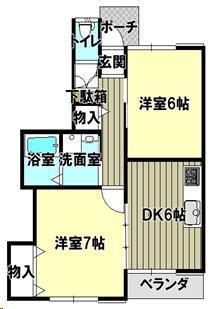サンガーデン宇多津(2DK/1階)の間取り写真