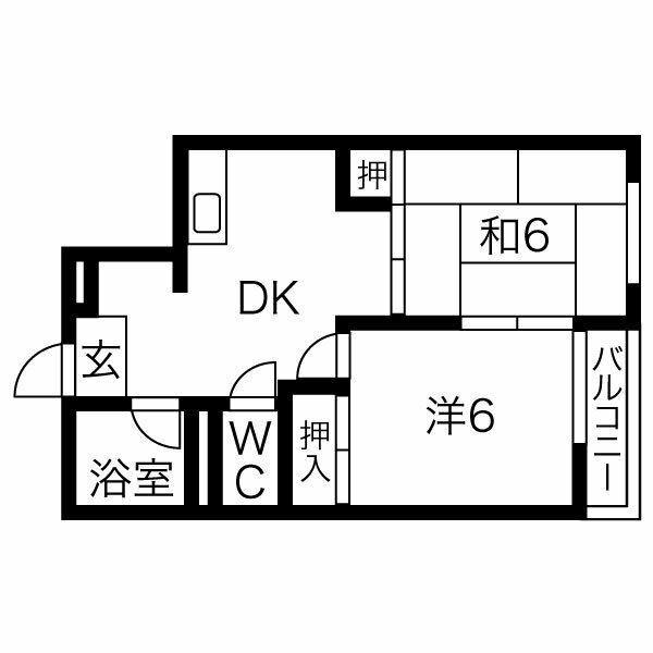 メゾンカナン(2DK/4階)の間取り写真