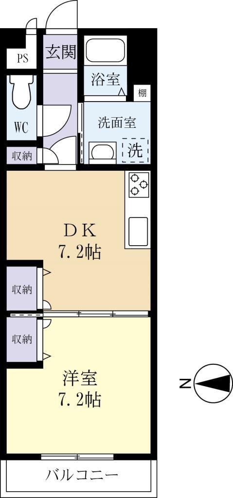 CASA AMOR II(1DK/1階)の間取り写真