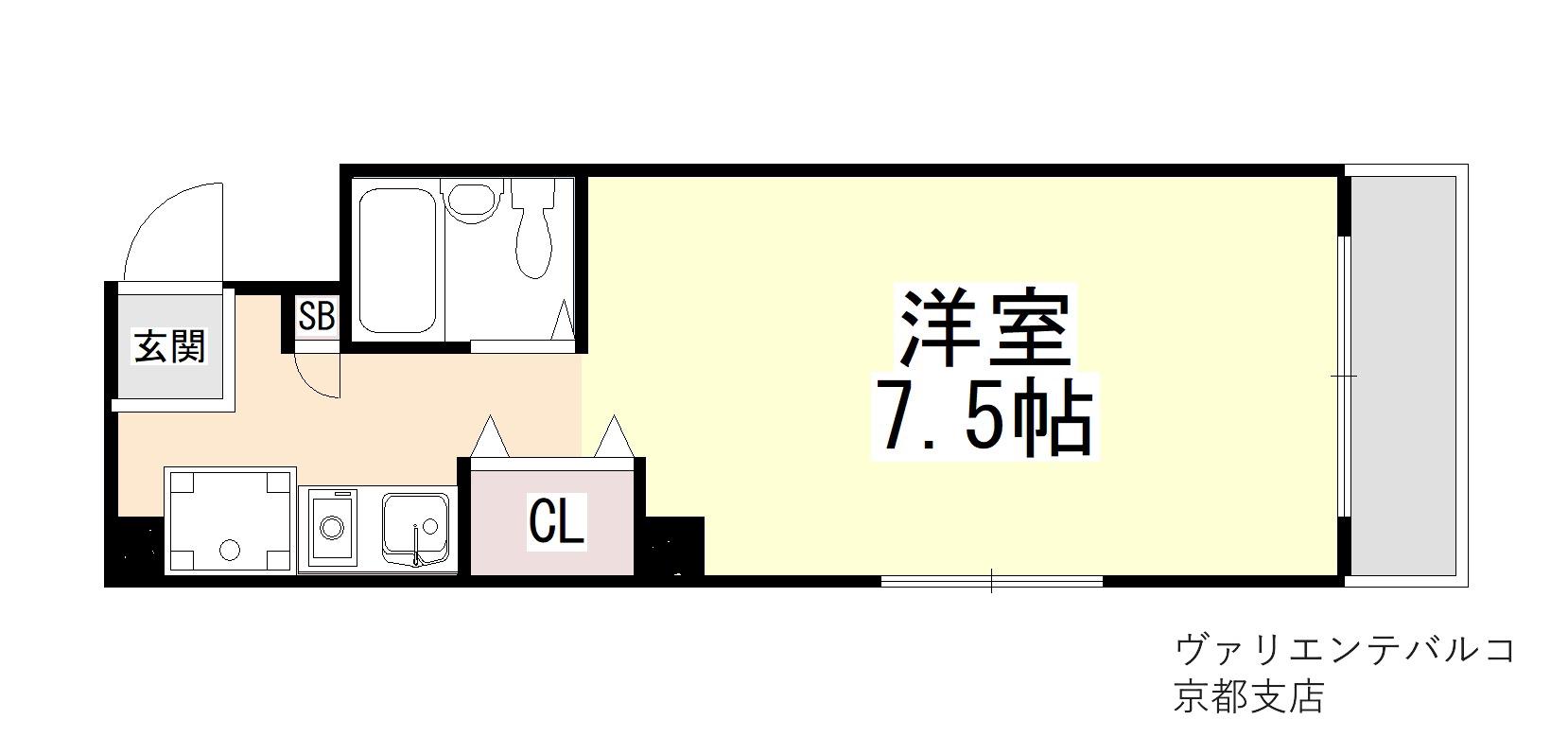 ライズマンション(1K/5階)の間取り写真