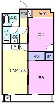 名張駅前マンション(2LDK/5階)の間取り写真