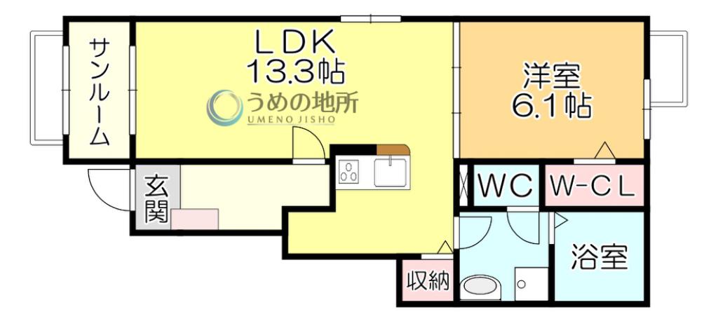 メゾン・ヴィラージュ II番館(1LDK/1階)の間取り写真