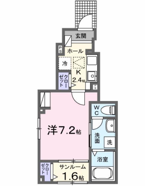 レガリア駅東(1K/1階)の間取り写真