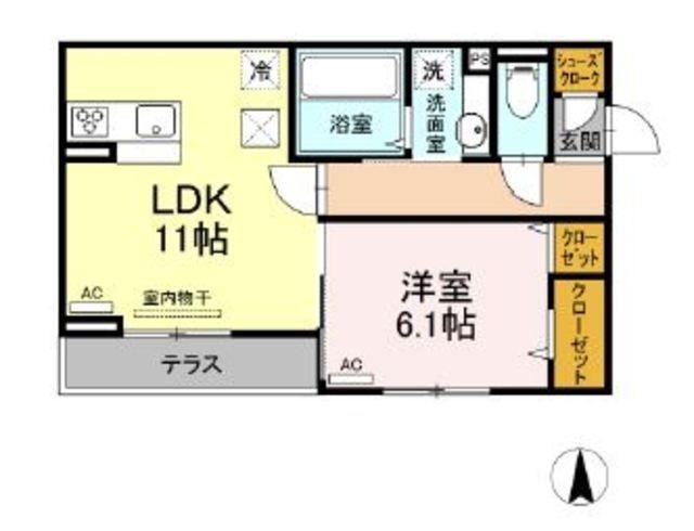 カーサリオ(1LDK/2階)の間取り写真
