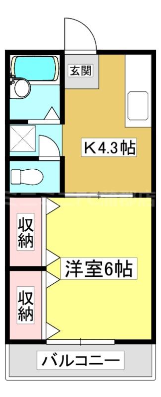 メゾン叶(1K/2階)の間取り写真