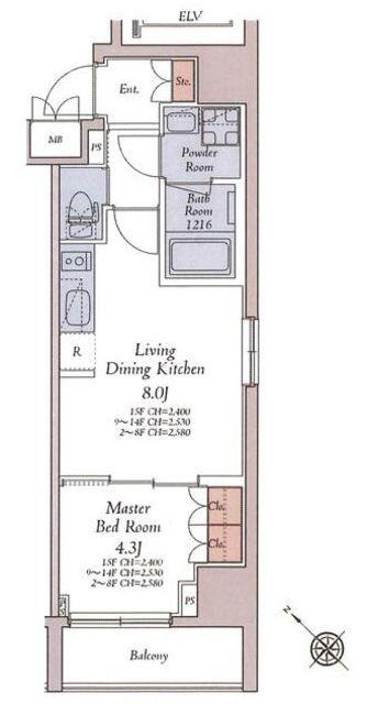 HAYANO RESIDENCE 大塚(1LDK/14階)の間取り写真