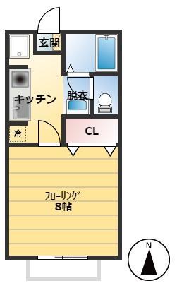 細井ハイツI(1K/2階)の間取り写真