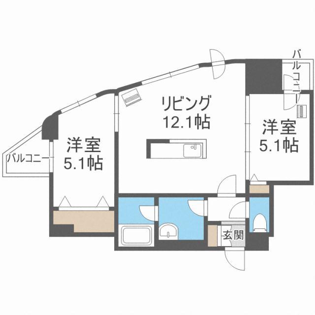 PARTIRE創成イースト パルティーレ創成イースト(2LDK/2階)の間取り写真