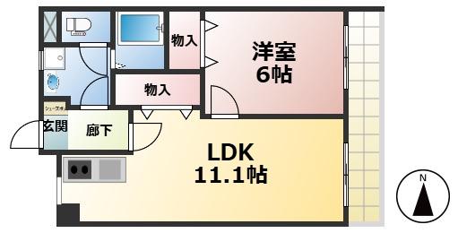エンブレム梅本(1LDK/2階)の間取り写真