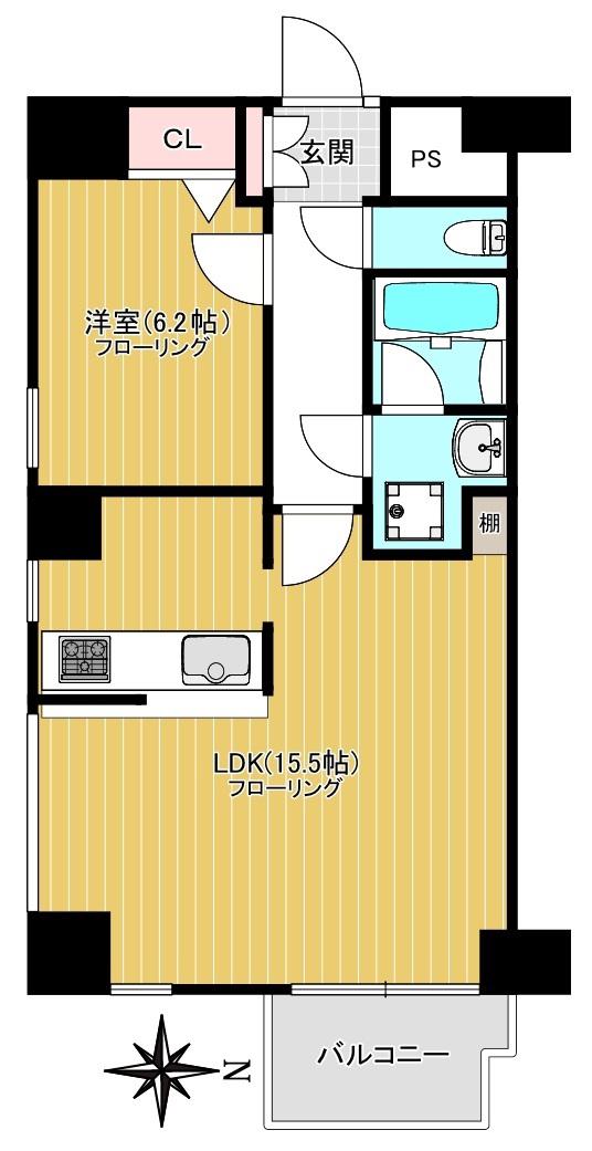 藤和シティコープ新丸子(1LDK/4階)の間取り写真