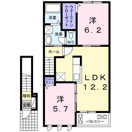 ハピア III(2LDK/2階)の間取り写真