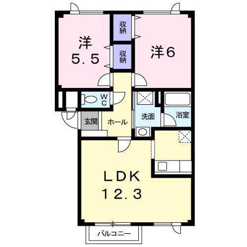 シャルマンアビテ(2LDK/2階)の間取り写真