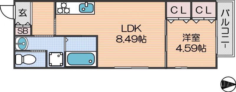 ロイヤルレジデンス住吉沢之町パートI(1LDK/2階)の間取り写真