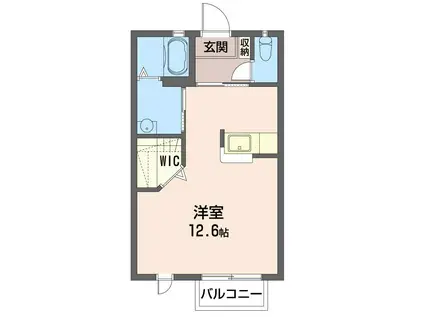 レイール(1K/2階)の間取り写真