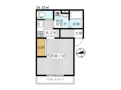 Vコート(1K/1階)の間取り写真