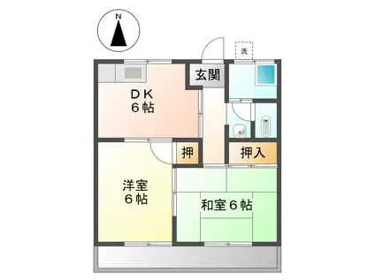貞島アパート(2DK/2階)の間取り写真