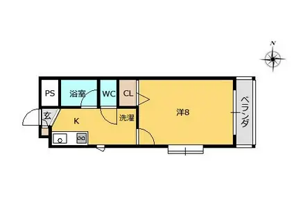 ファーストウィング(1K/2階)の間取り写真