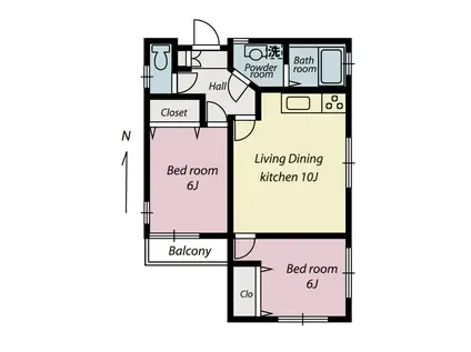 グッドパレス金沢文庫(2LDK/2階)の間取り写真