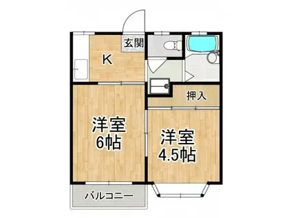 サカエコーポ(2K/1階)の間取り写真