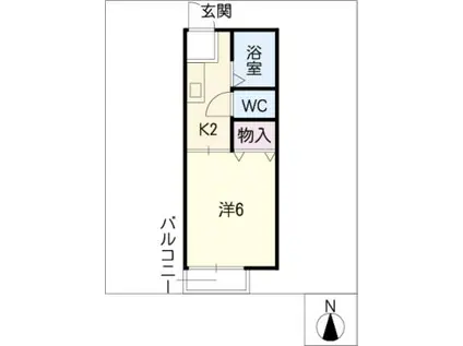 あかねハウス(1K/2階)の間取り写真