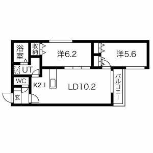 ウエストヴィレッジ(2LDK/4階)の間取り写真