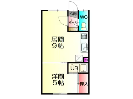 神楽岡マンション(1DK/1階)の間取り写真