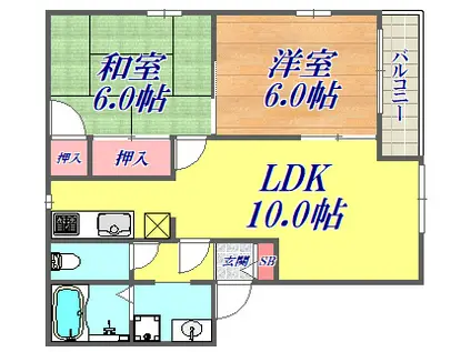 コーラルコートミツマツ(2LDK/1階)の間取り写真