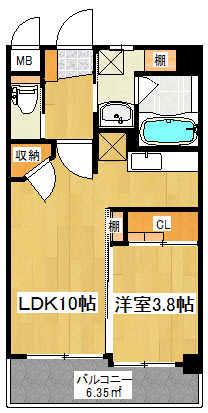 プルーム真鶴(1LDK/6階)の間取り写真