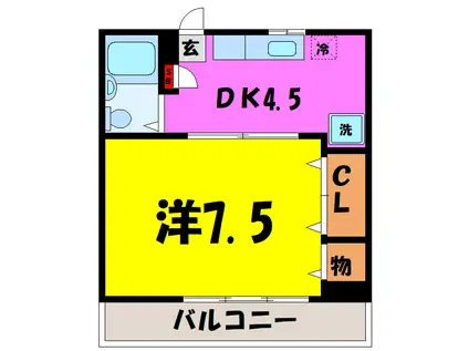 高崎マンション(1DK/5階)の間取り写真