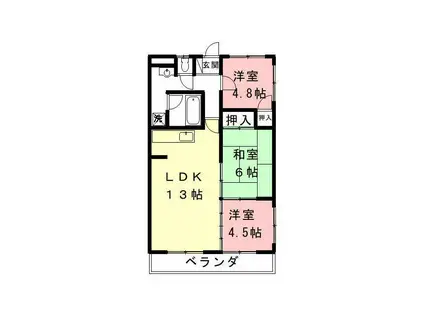 レジデンス桜(3LDK/1階)の間取り写真