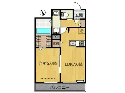 ラシーネ藤ノ木(1LDK/1階)の間取り写真
