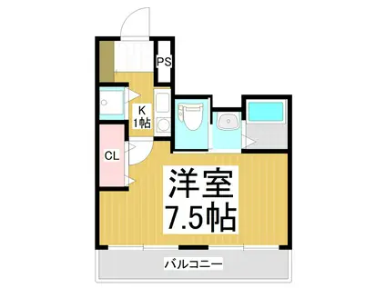 ダイアパレス長野大通I(1K/8階)の間取り写真