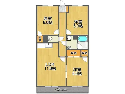 ファミーユシマダ(3LDK/2階)の間取り写真