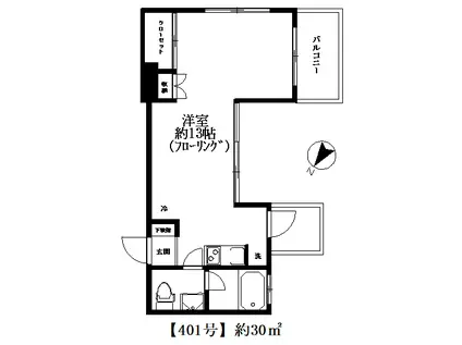 TAS目黒三田レジデンス(ワンルーム/4階)の間取り写真