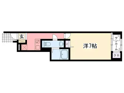 エトワール学文殿 A・B(1K/1階)の間取り写真