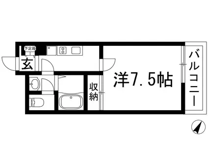 クレイノ清都3(1K/3階)の間取り写真