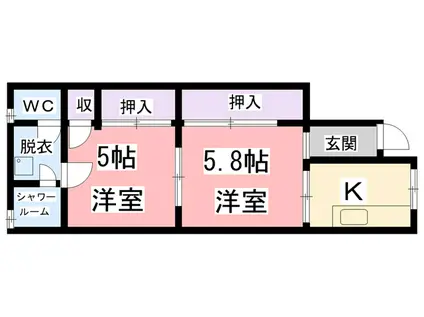 ワイズアパートメント和泉II(2K/1階)の間取り写真
