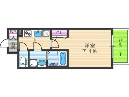 レジュールアッシュ梅田リュクス(1K/10階)の間取り写真