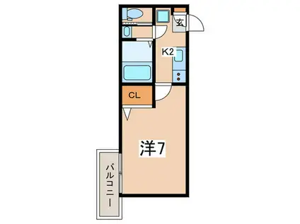 ミハス西横浜(1K/2階)の間取り写真