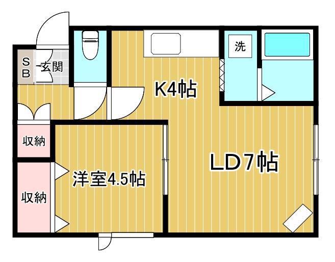 ヴォーンリッヒ緑ヶ岡(1LDK/2階)の間取り写真