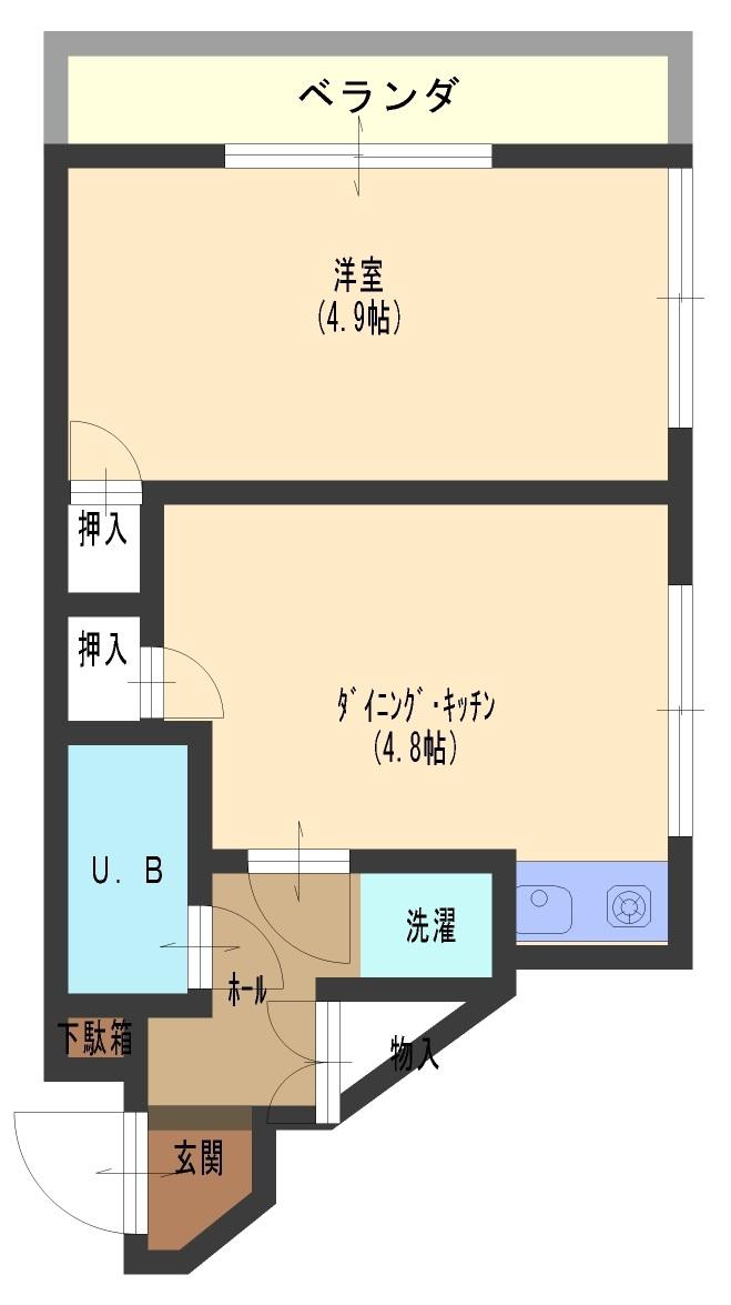 クレール広小路(1DK/4階)の間取り写真