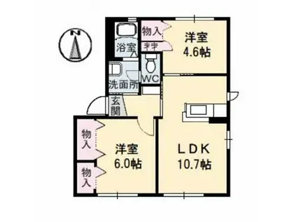 シャーメゾン藍住 C(2LDK/1階)の間取り写真