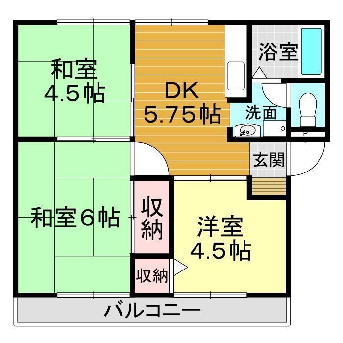 サンライフN(3DK/2階)の間取り写真