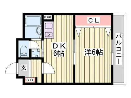 ファーストイン夢前川駅前(1DK/5階)の間取り写真